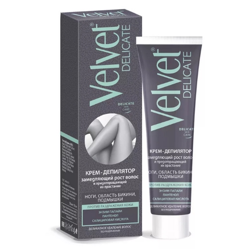 Velvet "Delicate" крем-депилятор замедляющий рост волос и предотвращающий их врастание, 100мл